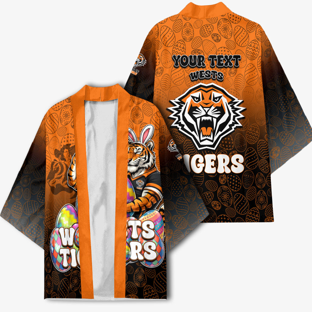 Personalized Wests Tigers Kimono Easter Mascot - Colorful Eggs Cartoon Style