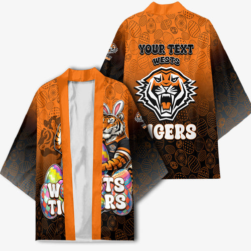 Personalized Wests Tigers Kimono Easter Mascot - Colorful Eggs Cartoon Style