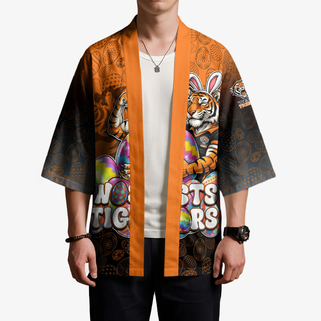 Personalized Wests Tigers Kimono Easter Mascot - Colorful Eggs Cartoon Style