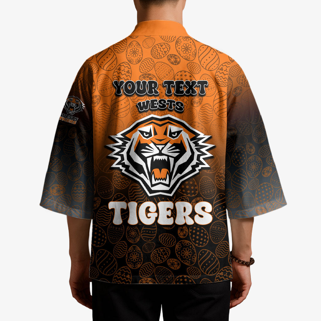 Personalized Wests Tigers Kimono Easter Mascot - Colorful Eggs Cartoon Style