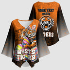Personalized Wests Tigers Kimono Sleeve Blouse Easter Mascot - Colorful Eggs Cartoon Style