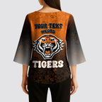 Personalized Wests Tigers Kimono Sleeve Blouse Easter Mascot - Colorful Eggs Cartoon Style