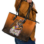 Personalized Wests Tigers Leather Tote Bag Easter Mascot - Colorful Eggs Cartoon Style