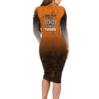 Personalized Wests Tigers Long Sleeve Bodycon Dress Easter Mascot - Colorful Eggs Cartoon Style