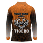 Personalized Wests Tigers Long Sleeve Polo Shirt Easter Mascot - Colorful Eggs Cartoon Style