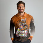 Personalized Wests Tigers Long Sleeve Polo Shirt Easter Mascot - Colorful Eggs Cartoon Style