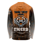 Personalized Wests Tigers Long Sleeve Shirt Easter Mascot - Colorful Eggs Cartoon Style