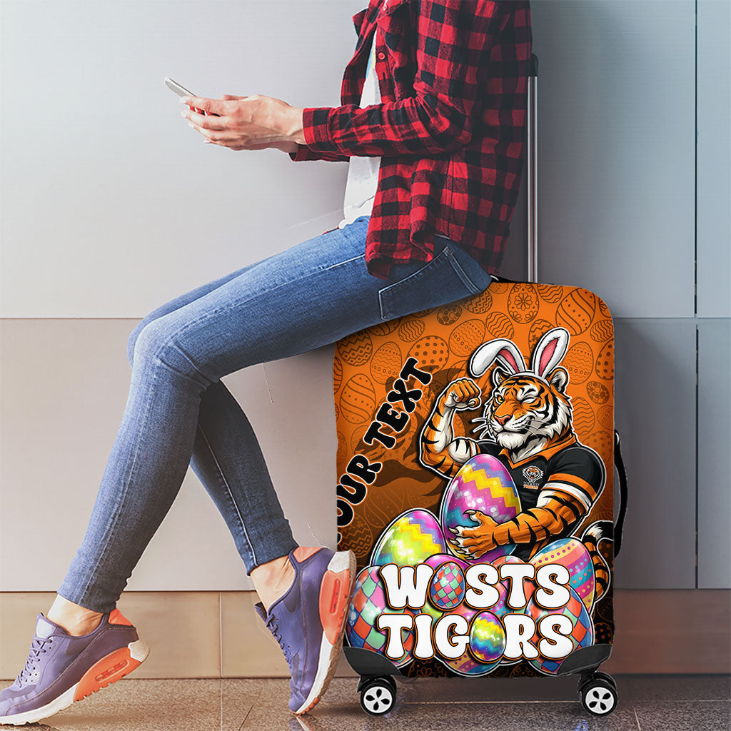 Personalized Wests Tigers Luggage Cover Easter Mascot - Colorful Eggs Cartoon Style