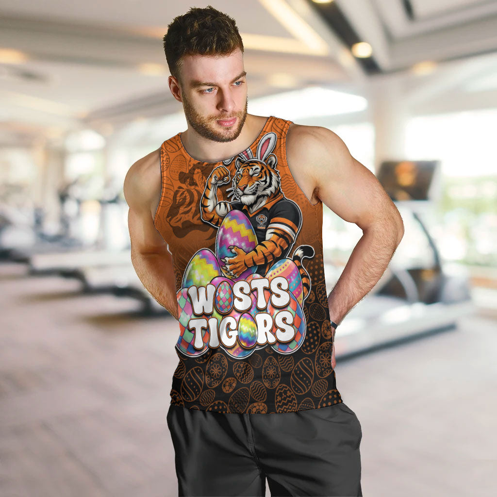 Personalized Wests Tigers Men Tank Top Easter Mascot - Colorful Eggs Cartoon Style