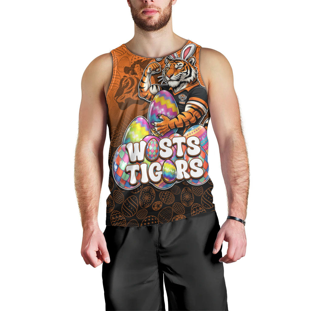 Personalized Wests Tigers Men Tank Top Easter Mascot - Colorful Eggs Cartoon Style
