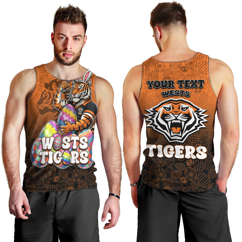 Personalized Wests Tigers Men Tank Top Easter Mascot - Colorful Eggs Cartoon Style