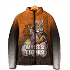Personalized Wests Tigers Padded Jacket Easter Mascot - Colorful Eggs Cartoon Style