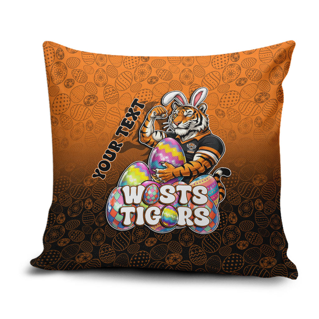 Personalized Wests Tigers Pillow Cover Easter Mascot - Colorful Eggs Cartoon Style