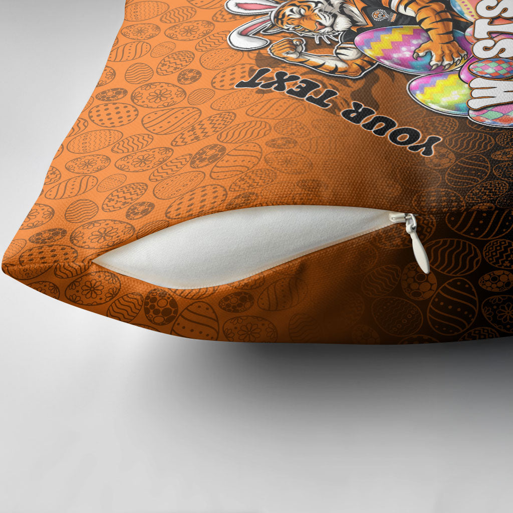 Personalized Wests Tigers Pillow Cover Easter Mascot - Colorful Eggs Cartoon Style