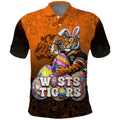 Personalized Wests Tigers Polo Shirt Easter Mascot - Colorful Eggs Cartoon Style