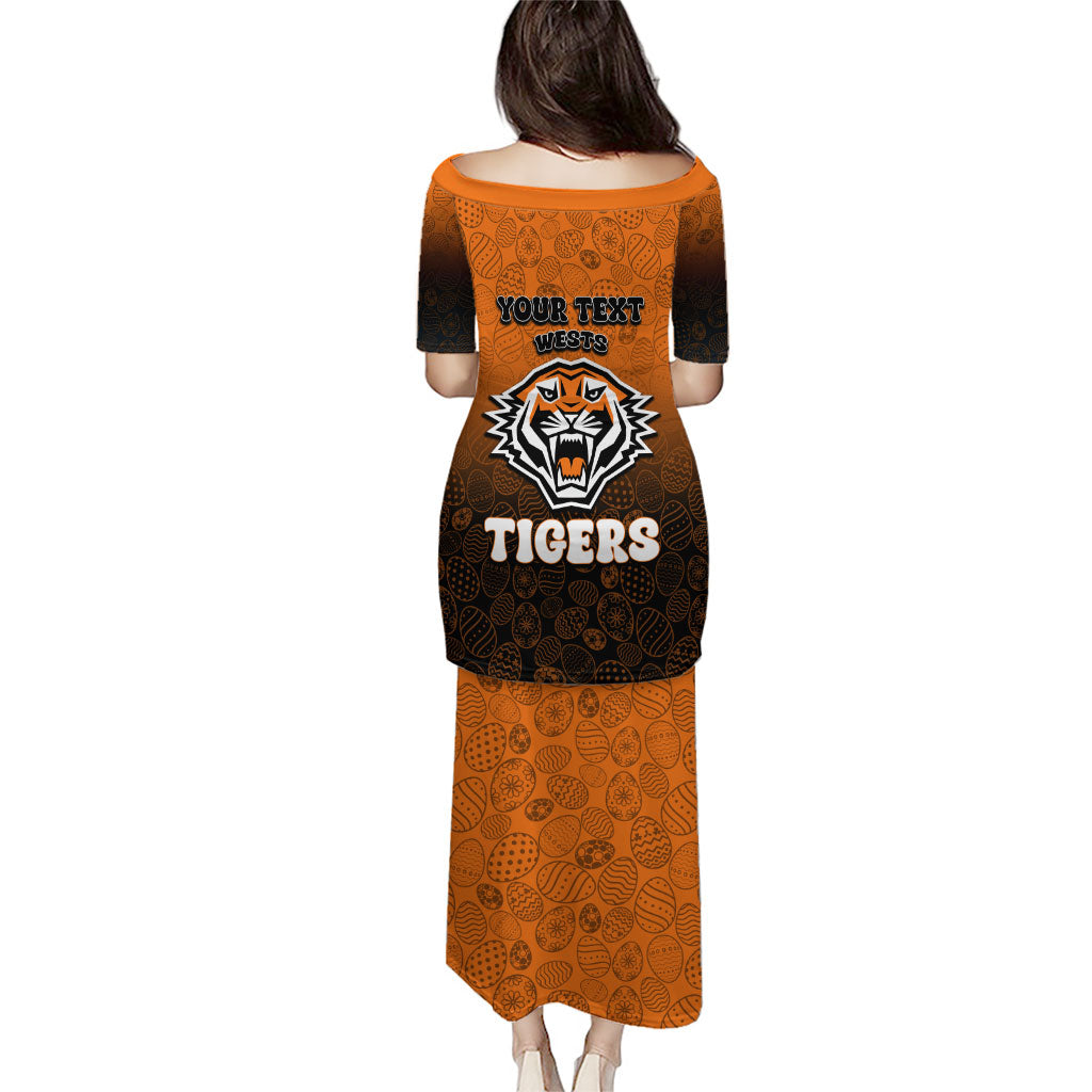 Personalized Wests Tigers Puletasi Easter Mascot - Colorful Eggs Cartoon Style