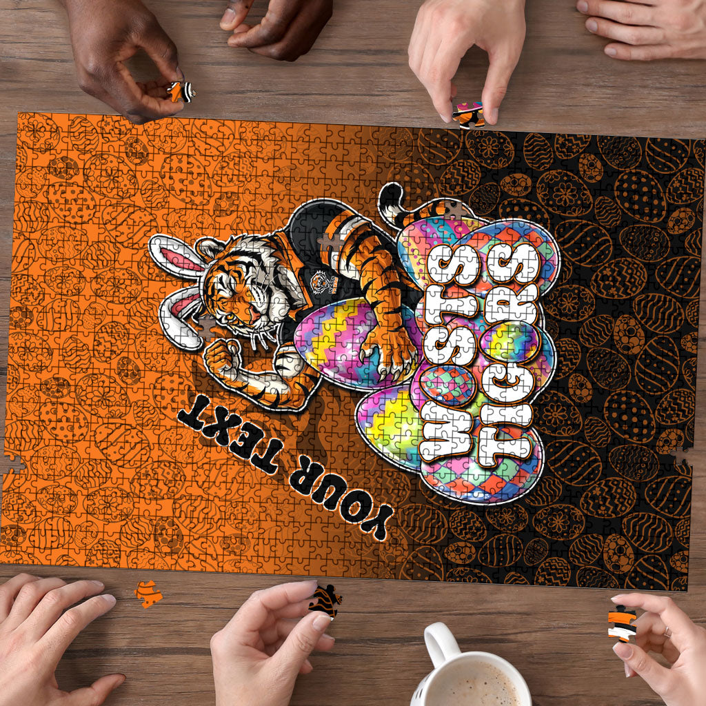 Personalized Wests Tigers Puzzle Easter Mascot - Colorful Eggs Cartoon Style