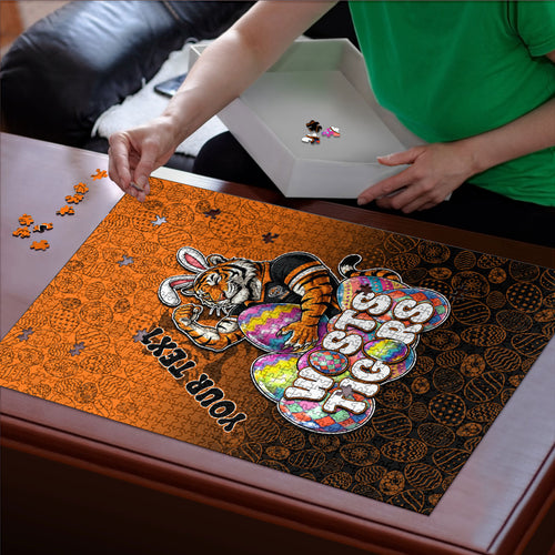 Personalized Wests Tigers Puzzle Easter Mascot - Colorful Eggs Cartoon Style