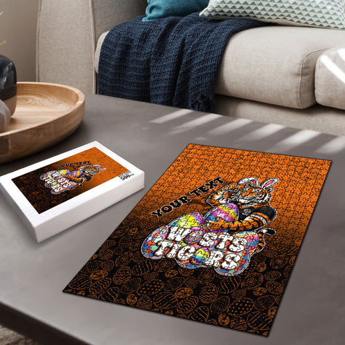 Personalized Wests Tigers Puzzle Easter Mascot - Colorful Eggs Cartoon Style