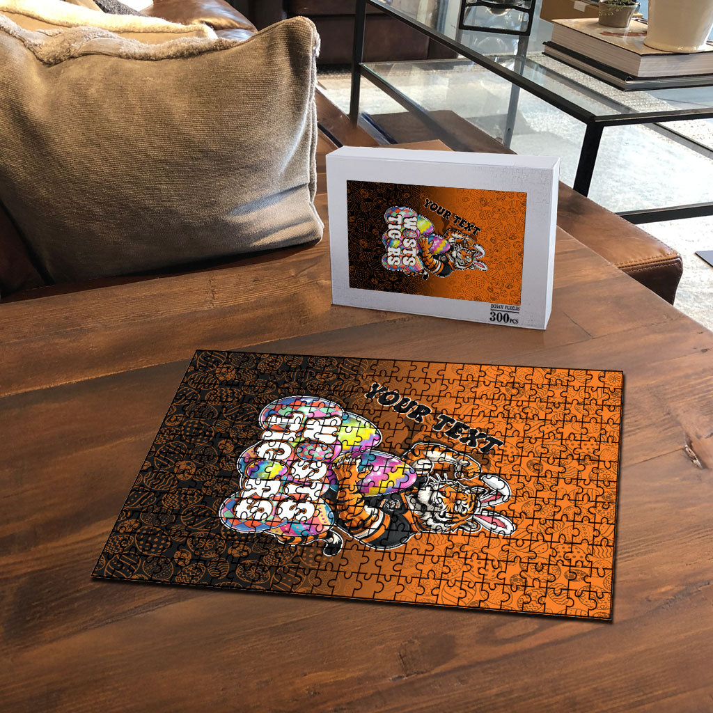 Personalized Wests Tigers Puzzle Easter Mascot - Colorful Eggs Cartoon Style