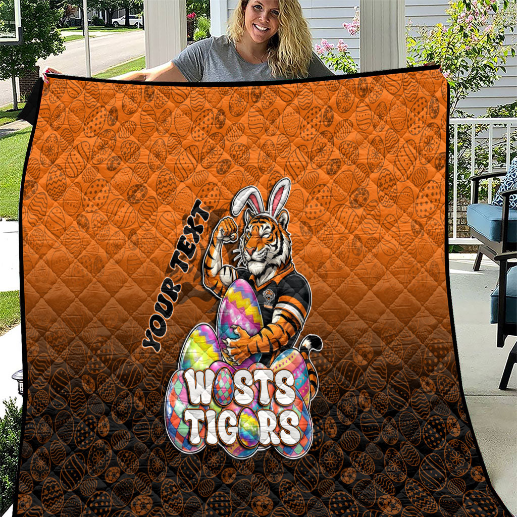 Personalized Wests Tigers Quilt Easter Mascot - Colorful Eggs Cartoon Style