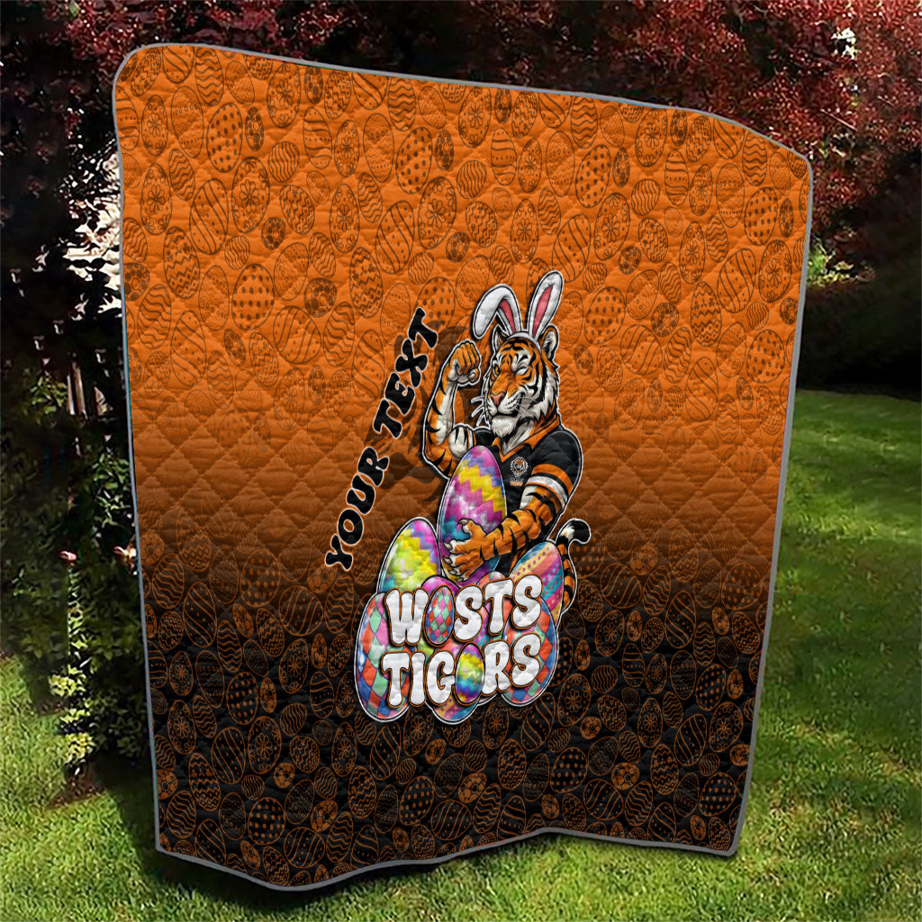 Personalized Wests Tigers Quilt Easter Mascot - Colorful Eggs Cartoon Style