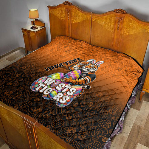 Personalized Wests Tigers Quilt Easter Mascot - Colorful Eggs Cartoon Style