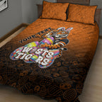 Personalized Wests Tigers Quilt Bed Set Easter Mascot - Colorful Eggs Cartoon Style