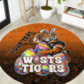 Personalized Wests Tigers Round Carpet Easter Mascot - Colorful Eggs Cartoon Style