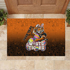 Personalized Wests Tigers Rubber Doormat Easter Mascot - Colorful Eggs Cartoon Style