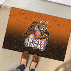 Personalized Wests Tigers Rubber Doormat Easter Mascot - Colorful Eggs Cartoon Style