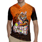 Personalized Wests Tigers Rugby Jersey Easter Mascot - Colorful Eggs Cartoon Style