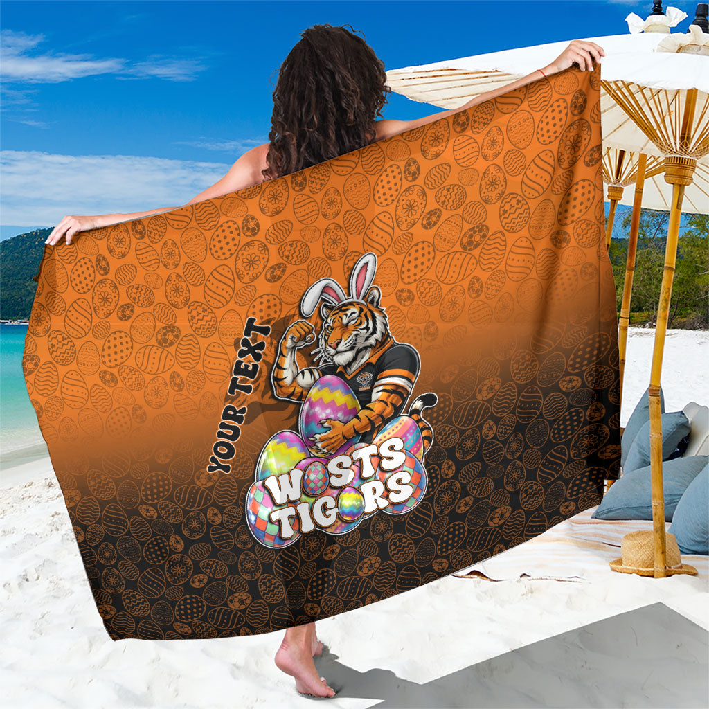 Personalized Wests Tigers Sarong Easter Mascot - Colorful Eggs Cartoon Style