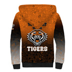 Personalized Wests Tigers Sherpa Hoodie Easter Mascot - Colorful Eggs Cartoon Style