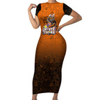 Personalized Wests Tigers Short Sleeve Bodycon Dress Easter Mascot - Colorful Eggs Cartoon Style