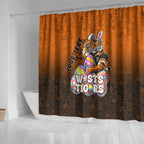 Personalized Wests Tigers Shower Curtain Easter Mascot - Colorful Eggs Cartoon Style