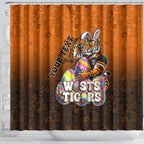 Personalized Wests Tigers Shower Curtain Easter Mascot - Colorful Eggs Cartoon Style