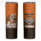 Personalized Wests Tigers Skinny Tumbler Easter Mascot - Colorful Eggs Cartoon Style