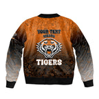 Personalized Wests Tigers Sleeve Zip Bomber Jacket Easter Mascot - Colorful Eggs Cartoon Style