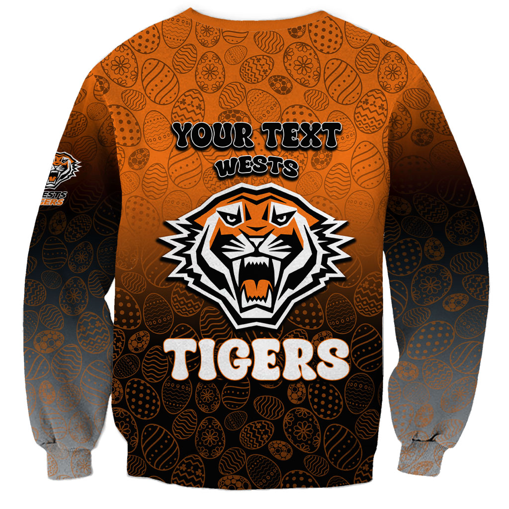 Personalized Wests Tigers Sweatshirt Easter Mascot - Colorful Eggs Cartoon Style