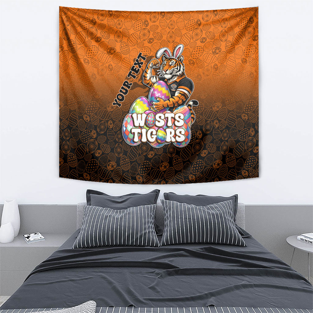 Personalized Wests Tigers Tapestry Easter Mascot - Colorful Eggs Cartoon Style