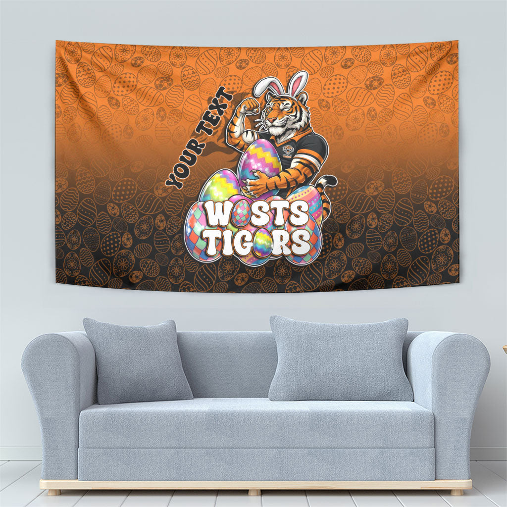 Personalized Wests Tigers Tapestry Easter Mascot - Colorful Eggs Cartoon Style