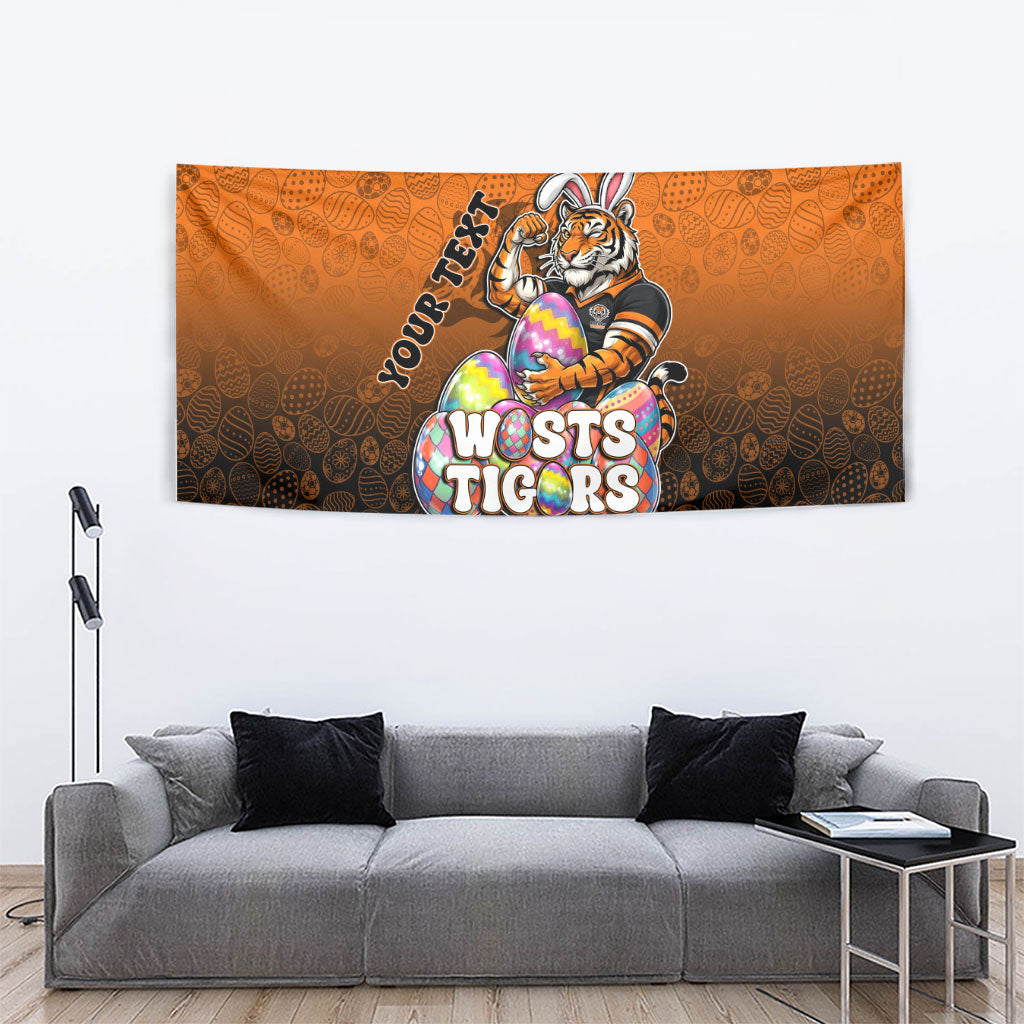 Personalized Wests Tigers Tapestry Easter Mascot - Colorful Eggs Cartoon Style