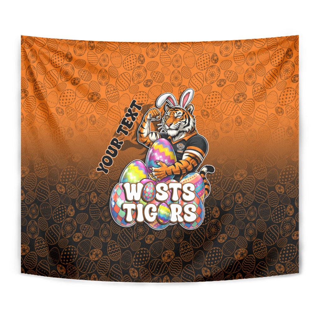 Personalized Wests Tigers Tapestry Easter Mascot - Colorful Eggs Cartoon Style