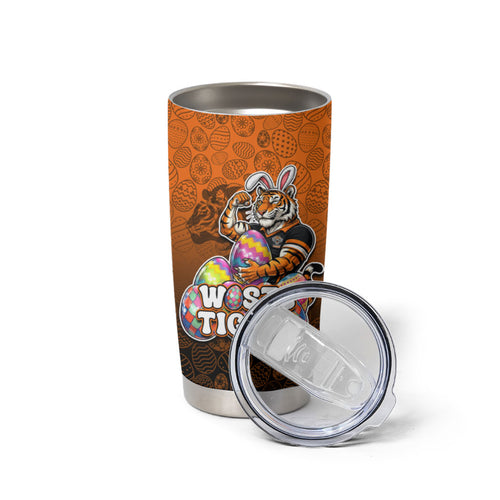 Personalized Wests Tigers Tumbler Cup Easter Mascot - Colorful Eggs Cartoon Style