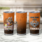 Personalized Wests Tigers Tumbler Cup Easter Mascot - Colorful Eggs Cartoon Style