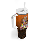 Personalized Wests Tigers Tumbler With Handle Easter Mascot - Colorful Eggs Cartoon Style