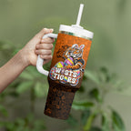 Personalized Wests Tigers Tumbler With Handle Easter Mascot - Colorful Eggs Cartoon Style