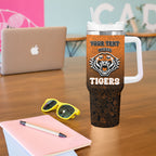 Personalized Wests Tigers Tumbler With Handle Easter Mascot - Colorful Eggs Cartoon Style