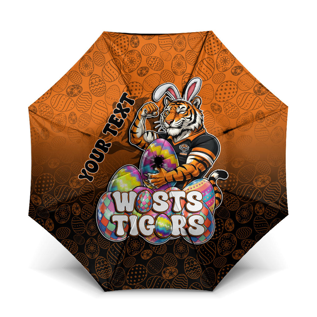 Personalized Wests Tigers Umbrella Easter Mascot - Colorful Eggs Cartoon Style